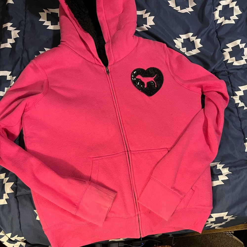 PINK Victoria's Secret Pink Hoodie with Black Heart